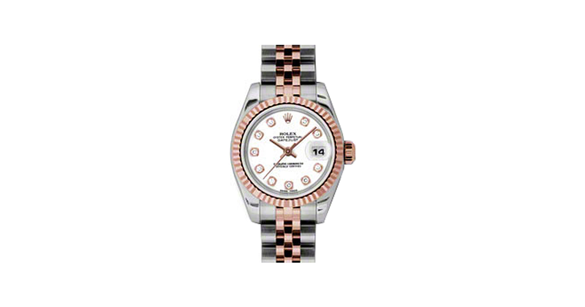 Rolex Lady-Datejust 26 179171-WHTDJ White Diamond Fluted Rose Gold Stainless Steel Jubilee - BRAND NEW