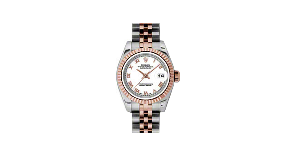 Rolex Lady-Datejust 26 179171-WHTRJ White Roman Fluted Rose Gold Stainless Steel Jubilee - BRAND NEW