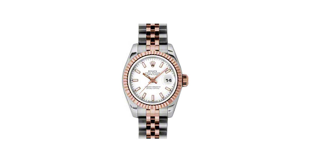 Rolex Lady-Datejust 26 179171-WHTSJ White Index Fluted Rose Gold Stainless Steel Jubilee - BRAND NEW