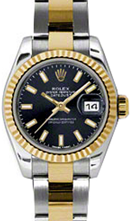 Rolex Lady-Datejust 26 26 mm 179173-BLKSO Steel/Yellow Gold Black