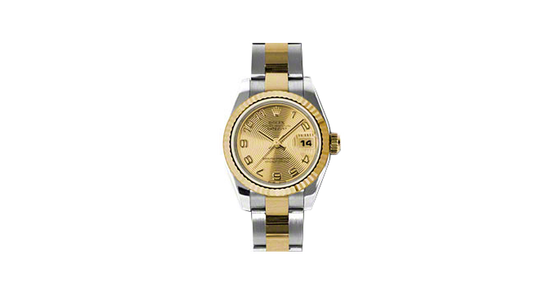 Rolex Lady-Datejust 26 179173-CHPCAO Champagne Concentric Circle Arabic Fluted Yellow Gold Stainless Steel Oyster