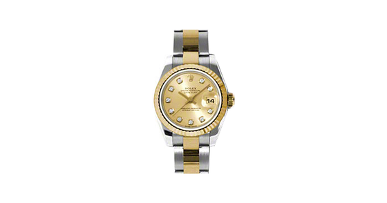 Rolex Lady-Datejust 26 179173-CHPDO Champagne Diamond Fluted Yellow Gold Stainless Steel Oyster