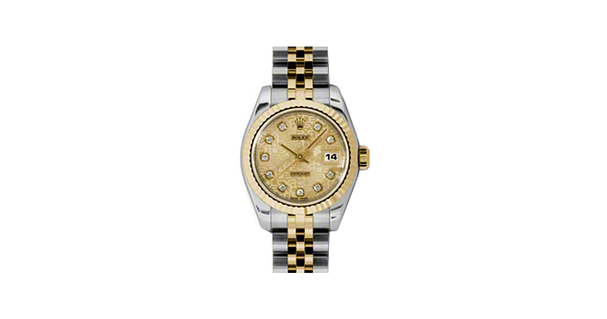 Rolex Lady-Datejust 26 179173-CHPJDJ Champagne Jubilee Diamond Fluted Yellow Gold Stainless Steel Jubilee