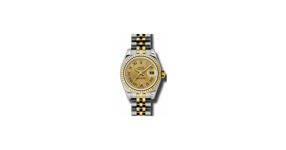 Rolex Lady-Datejust 26 179173-CHPRFJ Champagne Roman Fluted Yellow Gold Stainless Steel Jubilee
