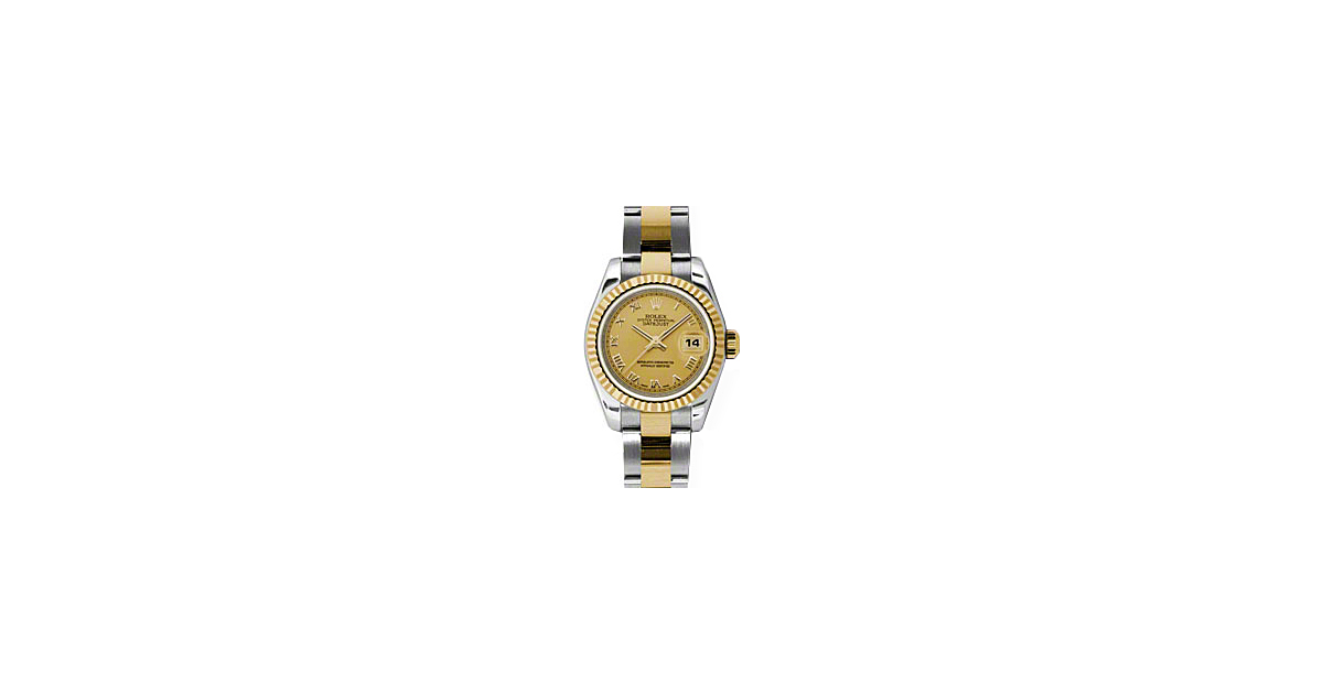 Rolex Lady-Datejust 26 179173-CHPRO Champagne Roman Fluted Yellow Gold Stainless Steel Oyster