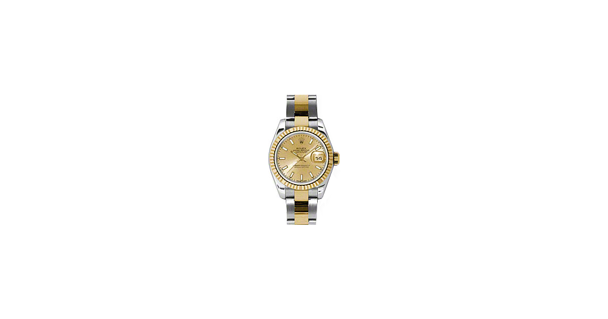 Rolex Lady-Datejust 26 179173-CHPSO Champagne Index Fluted Yellow Gold Stainless Steel Oyster