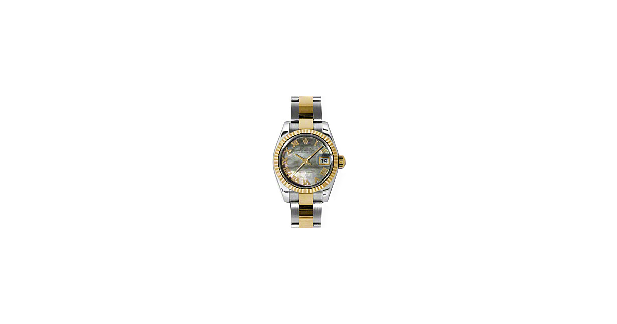 Rolex Lady-Datejust 26 179173-DMOPRO Dark Mother of Pearl Roman Fluted Yellow Gold Stainless Steel Oyster