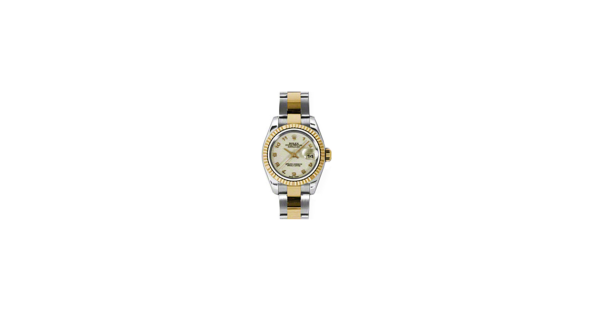 Rolex Lady-Datejust 26 179173-IVRJAO Ivory Jubilee Arabic Fluted Yellow Gold Stainless Steel Oyster