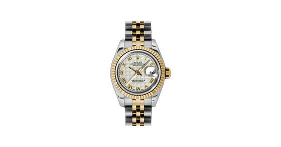 Rolex Lady-Datejust 26 179173-IVRPRJ Ivory Pyramid Roman Fluted Yellow Gold Stainless Steel Jubilee