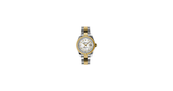 Rolex Lady-Datejust 26 179173-MOPDO White Mother of Pearl Diamond Fluted Yellow Gold Stainless Steel Oyster