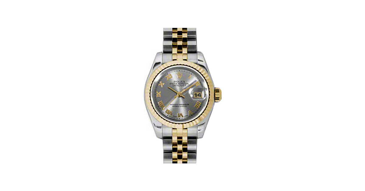 Rolex Lady-Datejust 26 179173-SGRYRJ Steel Roman Fluted Yellow Gold Stainless Steel Jubilee