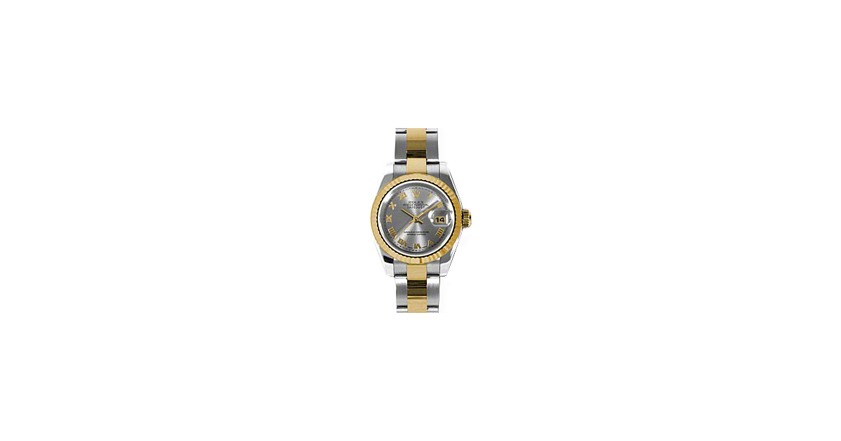 Rolex Lady-Datejust 26 179173-SGRYRO Slate Grey Roman Fluted Yellow Gold Stainless Steel Oyster