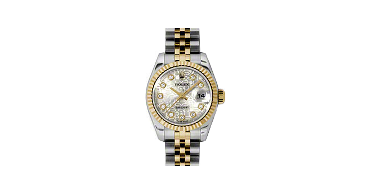 Rolex Lady-Datejust 26 179173-SLVJDJ Silver Jubilee Diamond Fluted Yellow Gold Stainless Steel Jubilee