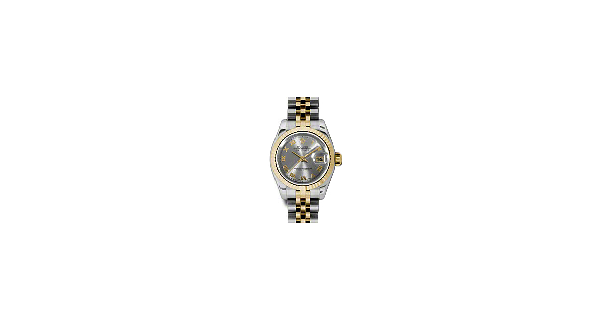 Rolex Lady-Datejust 26 179173-SLVRJ Silver Roman Fluted Yellow Gold Stainless Steel Jubilee