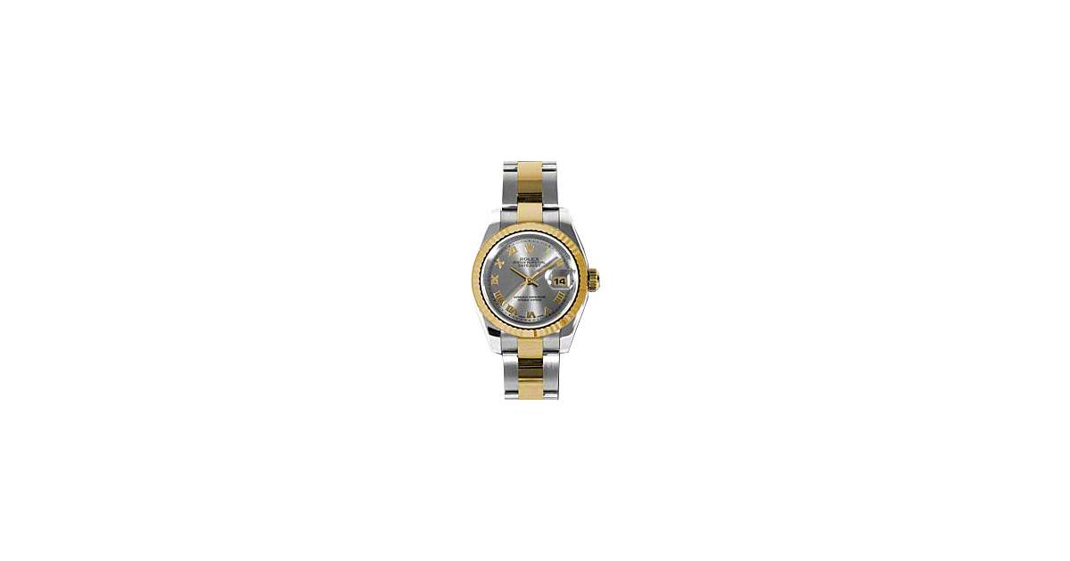 Rolex Lady-Datejust 26 179173-SLVRO Silver Roman Fluted Yellow Gold Stainless Steel Oyster