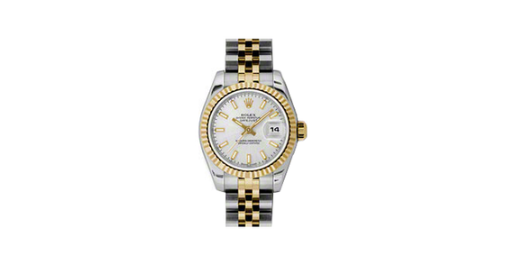 Rolex Lady-Datejust 26 179173-SLVSJ Silver Index Fluted Yellow Gold Stainless Steel Jubilee