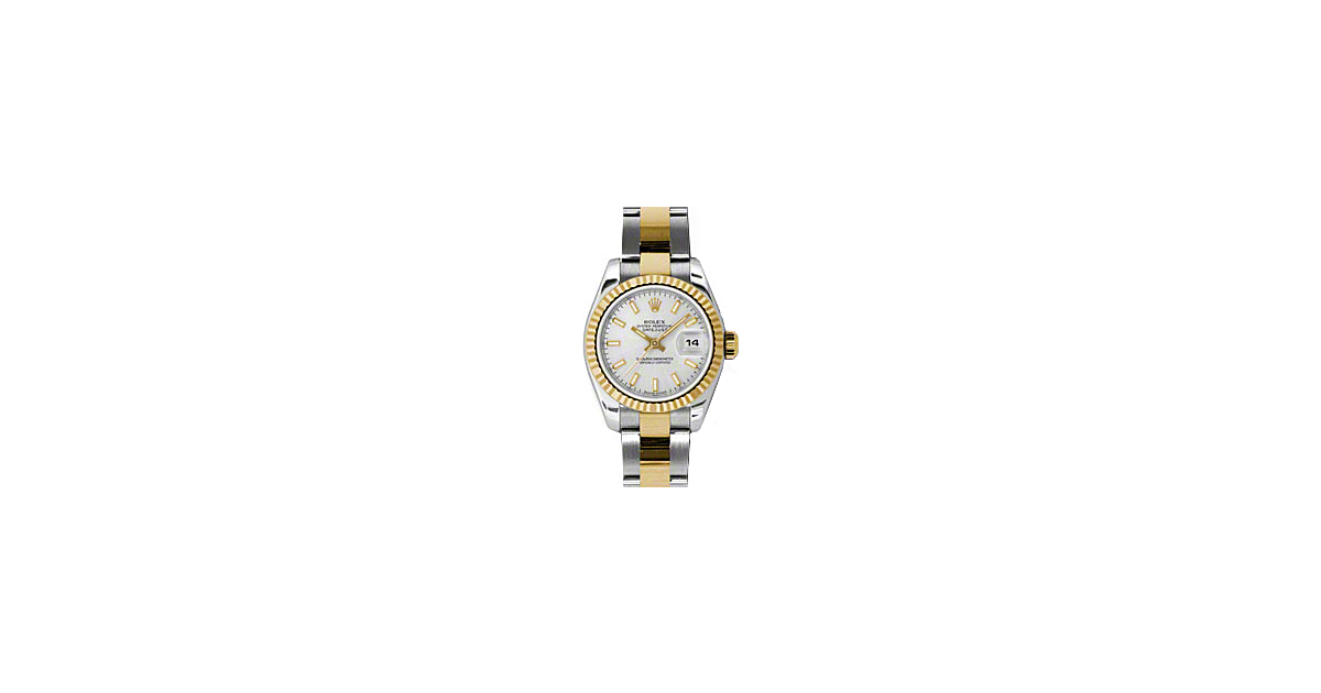 Rolex Lady-Datejust 26 179173-SLVSO Silver Index Fluted Yellow Gold Stainless Steel Oyster