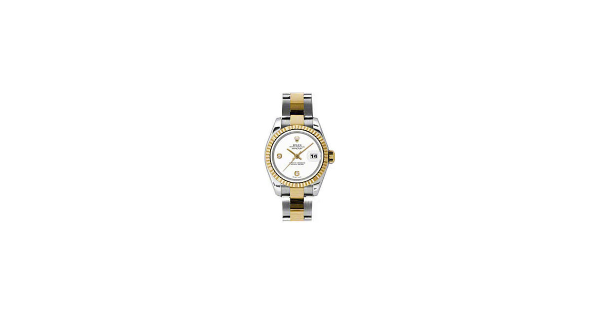 Rolex Lady-Datejust 26 179173-WHTADSO White Arabic 6 & 9 Set with Diamonds Fluted Yellow Gold Stainless Steel Oyster