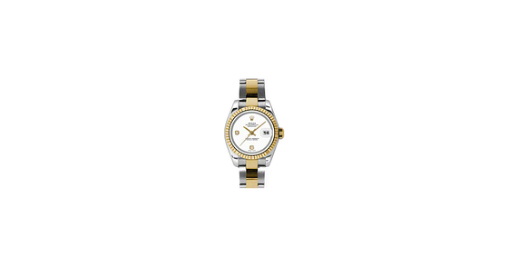 Rolex Lady-Datejust 26 179173-WHTADSO White Arabic 6 & 9 Set with Diamonds Fluted Yellow Gold Stainless Steel Oyster