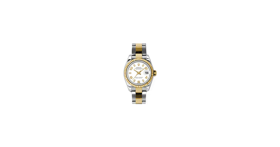 Rolex Lady-Datejust 26 179173-WHTAO White Arabic Index Fluted Yellow Gold Stainless Steel Oyster