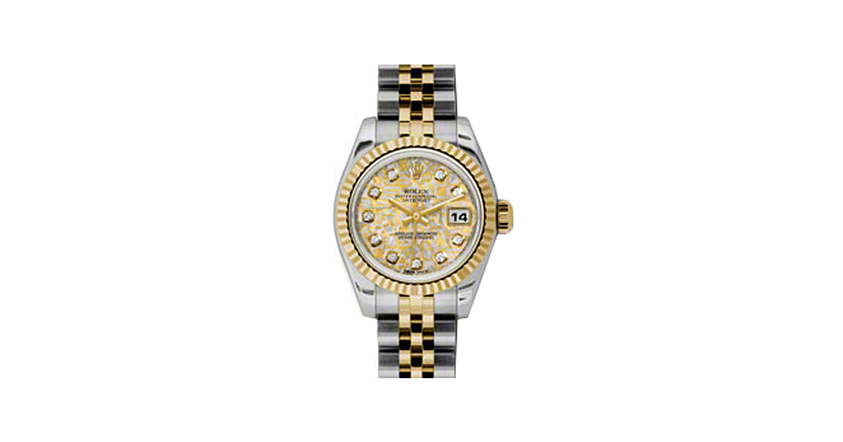 Rolex Lady-Datejust 26 179173-YGGJCDJ Yellow Gold & Grey Jubilee Crystal Dial with Diamonds Fluted Yellow Gold Stainless Steel Jubilee