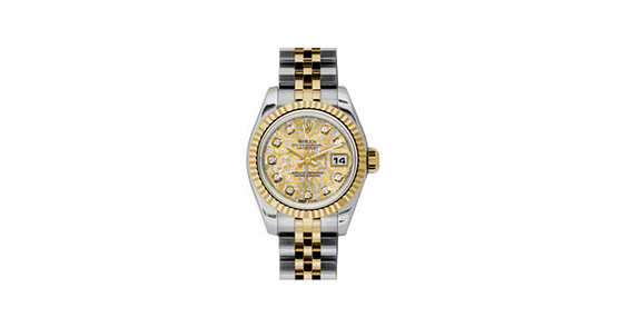 Rolex Lady-Datejust 26 179173-YGGJCDJ Yellow Gold & Grey Jubilee Crystal Dial with Diamonds Fluted Yellow Gold Stainless Steel Jubilee