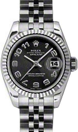 Rolex Lady-Datejust 26 26 mm 179174-BLKCAJ Steel/White Gold Black