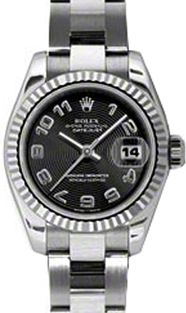 Rolex Lady-Datejust 26 26 mm 179174-BLKCAO Steel/White Gold Black