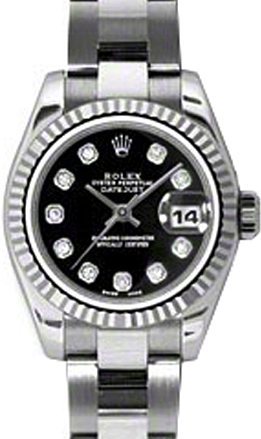 Rolex Lady-Datejust 26 26 mm 179174-BLKDO Steel/White Gold Black