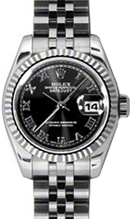 Rolex Lady-Datejust 26 26 mm 179174-BLKRJ Steel/White Gold Black