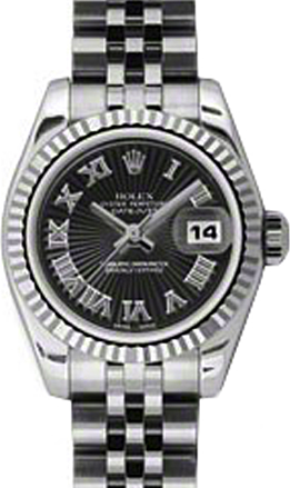 Rolex Lady-Datejust 26 26 mm 179174-BLKSBRJ Steel/White Gold Black