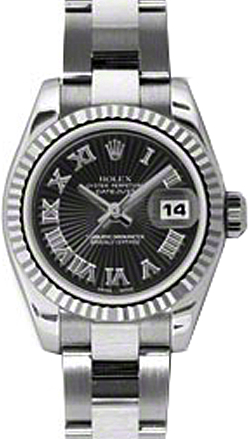 Rolex Lady-Datejust 26 26 mm 179174-BLKSBRO Steel/White Gold Black