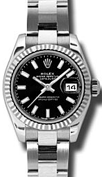 Rolex Lady-Datejust 26 26 mm 179174-BLKSFO Steel/White Gold Black