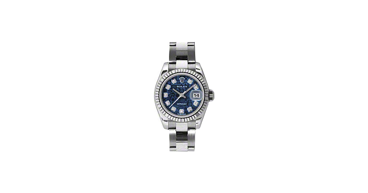 Rolex Lady-Datejust 26 179174-BLUJDO Blue Jubilee Diamond Fluted White Gold Stainless Steel Oyster - BRAND NEW