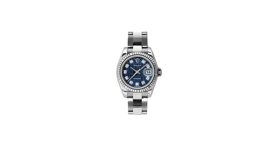 Rolex Lady-Datejust 26 179174-BLUJDO Blue Jubilee Diamond Fluted White Gold Stainless Steel Oyster - BRAND NEW