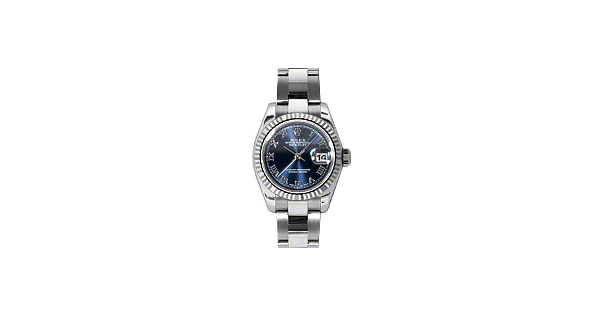 Rolex Lady-Datejust 26 179174-BLURO Blue Roman Fluted White Gold Stainless Steel Oyster - BRAND NEW