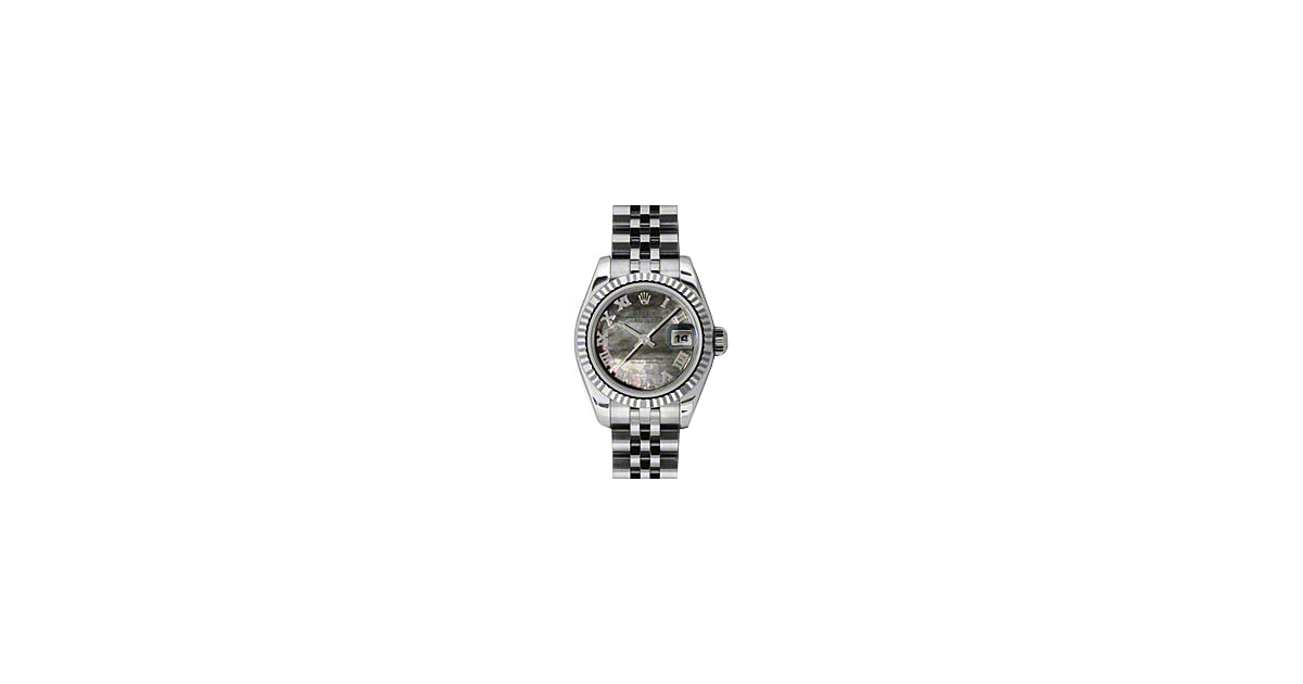 Rolex Lady-Datejust 26 179174-DMOPRJ Dark Mother of Pearl Roman Fluted White Gold Stainless Steel Jubilee - BRAND NEW