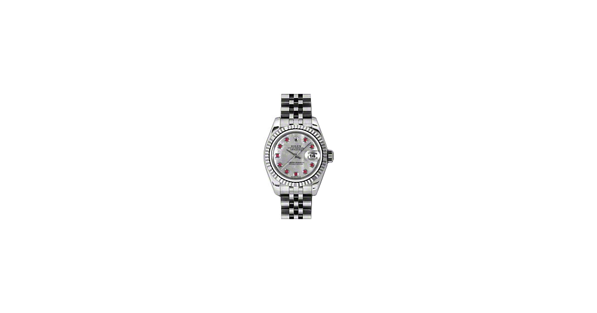 Rolex Lady-Datejust 26 179174-MOPRBJ White Mother of Pearl Ruby Fluted White Gold Stainless Steel Jubilee - BRAND NEW