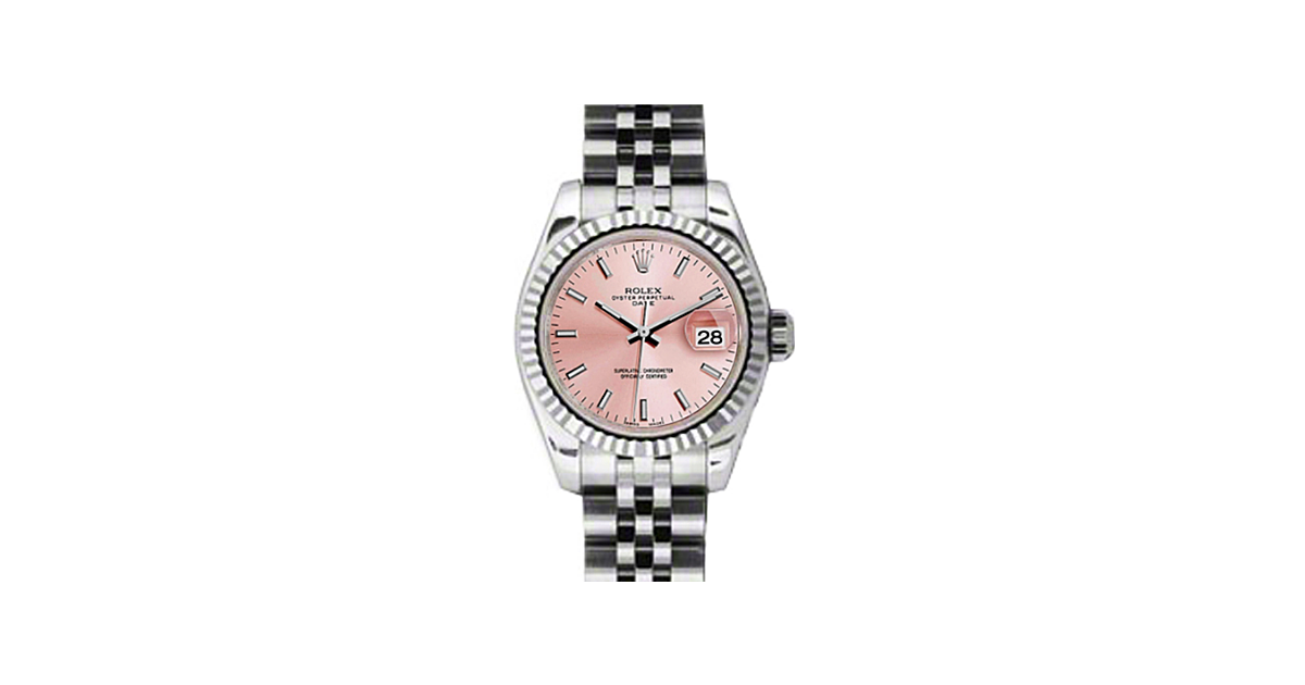 Rolex Lady-Datejust 26 179174-PNKSJ Pink Index Fluted White Gold Stainless Steel Jubilee - BRAND NEW