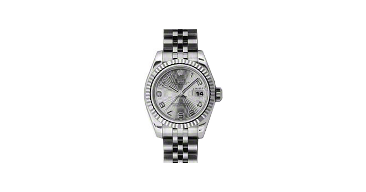 Rolex Lady-Datejust 26 179174-SLVCAJ Silver Concentric Circle Arabic Fluted White Gold Stainless Steel Jubilee - BRAND NEW