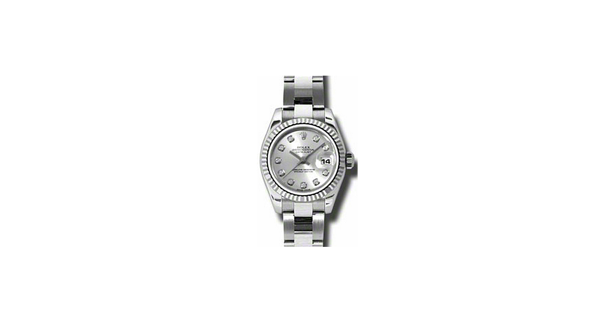 Rolex Lady-Datejust 26 179174-SLVDFO Silver Diamond Fluted White Gold Stainless Steel Oyster - BRAND NEW