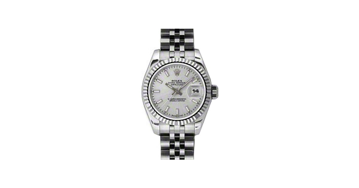 Rolex Lady-Datejust 26 179174-SLVSJ Silver Index Fluted White Gold Stainless Steel Jubilee - BRAND NEW