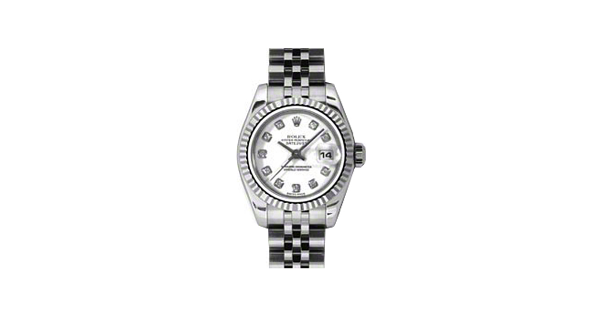 Rolex Lady-Datejust 26 179174-WHTDJ White Diamond Fluted White Gold Stainless Steel Jubilee - BRAND NEW