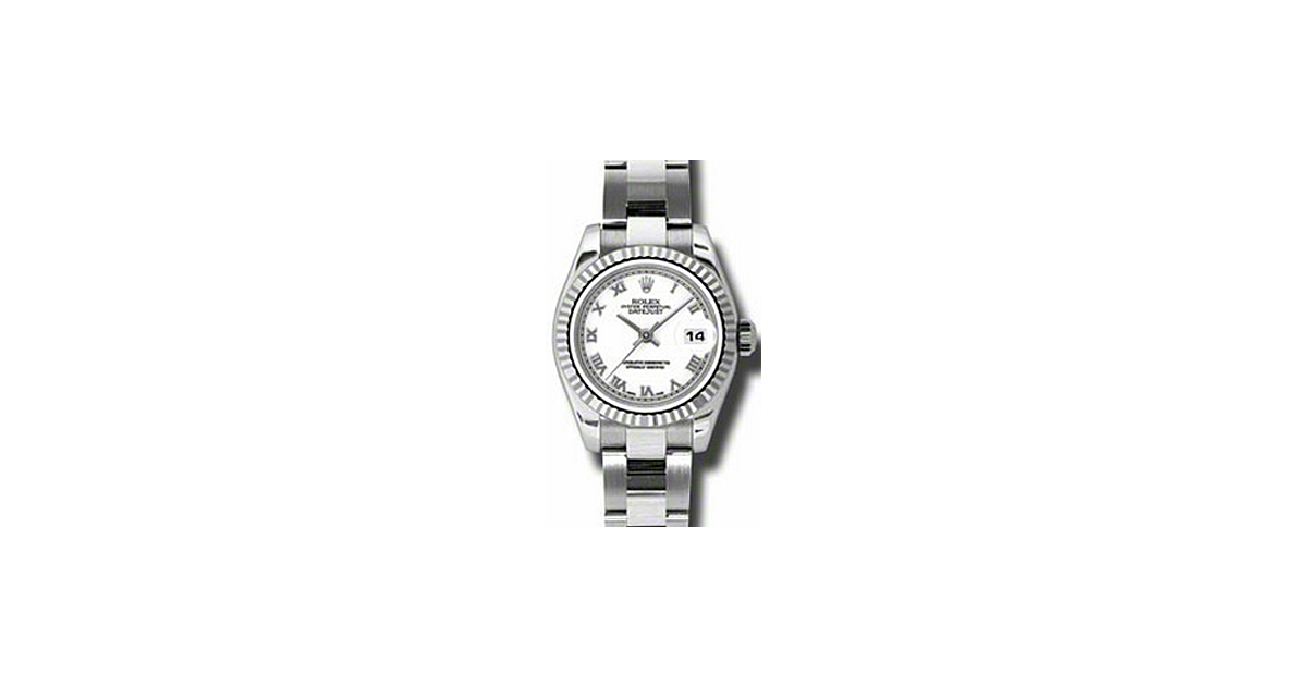 Rolex Lady-Datejust 26 179174-WHTRFO White Roman Fluted White Gold Stainless Steel Oyster - BRAND NEW