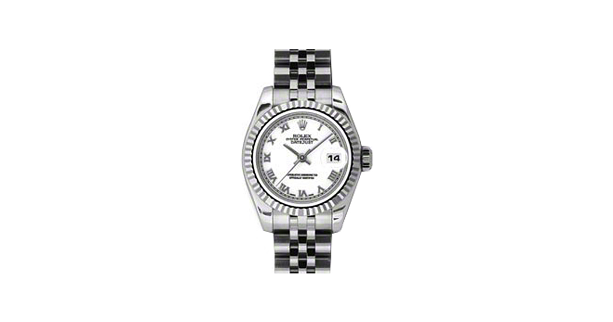 Rolex Lady-Datejust 26 179174-WHTRJ White Roman Fluted White Gold Stainless Steel Jubilee - BRAND NEW