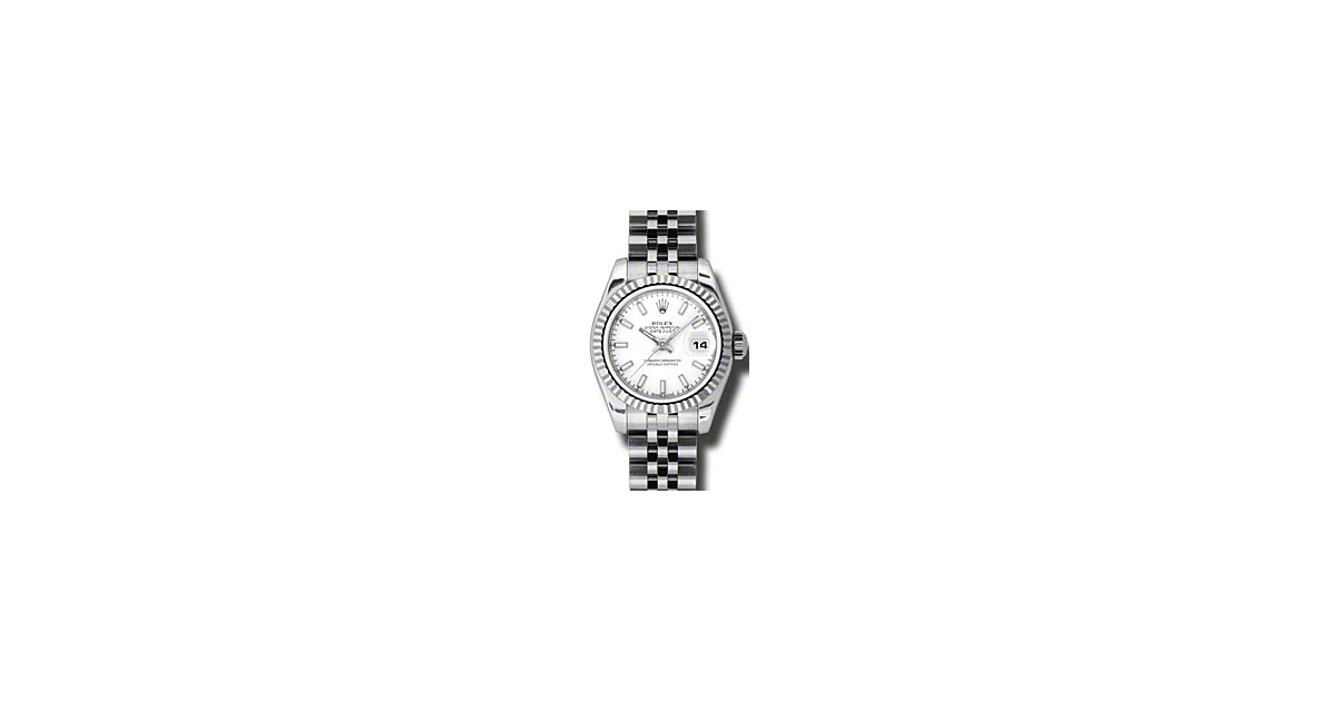 Rolex Lady-Datejust 26 179174-WHTSFJ White Index Fluted White Gold Stainless Steel Jubilee - BRAND NEW