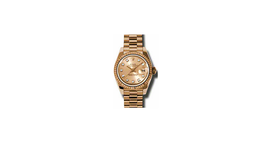 Rolex Lady-Datejust 26 179175-CHPDFP Champagne Diamond Fluted Rose Gold President - BRAND NEW