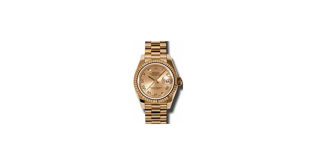 Rolex Lady-Datejust 26 179175-PNKRFP Champagne Roman Fluted Rose Gold President - BRAND NEW