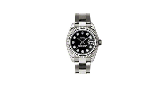 Rolex Lady-Datejust 26 179179-BLKDO Black Diamond Dial Fluted White Gold Oyster - BRAND NEW