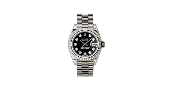 Rolex Lady-Datejust 26 179179-BLKDP Black Diamond Fluted White Gold President - BRAND NEW